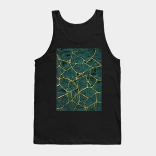 Malachite Kintsugi Broken Art Green and Gold Tank Top